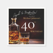 Elegante Whiskey Zwart Goud 40e Verjaardag Party N Servet (Voorkant)