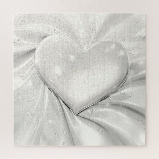 Elegante White Cream Heart Jigsaw Puzzel (Verticaal)