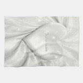 Elegante White Cream Heart Keuken Handdoeken (Horizontaal)