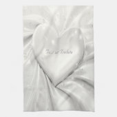 Elegante White Cream Heart Keuken Handdoeken (Verticaal)