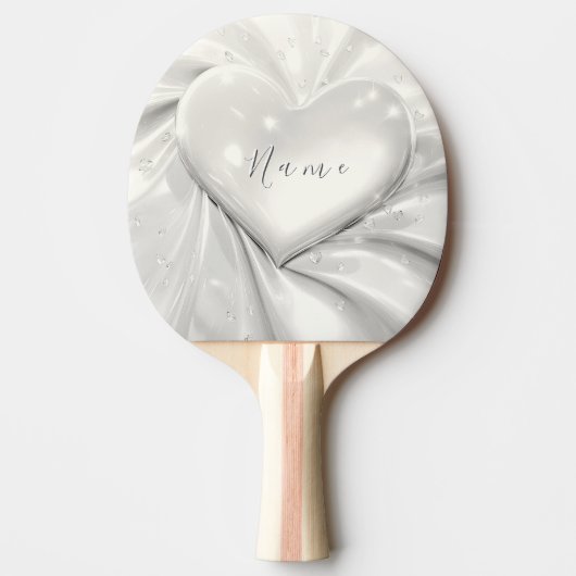 Elegante White Cream Heart Ping Pong Paddle Tafeltennisbatje (Voorkant)