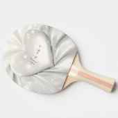 Elegante White Cream Heart Ping Pong Paddle Tafeltennisbatje (Zijkant)