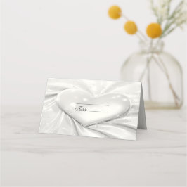 Elegante White Cream Heart Place Card Plaatskaartje