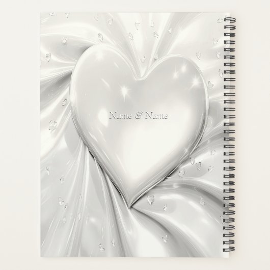 Elegante White Cream Heart Planner (Achterkant)