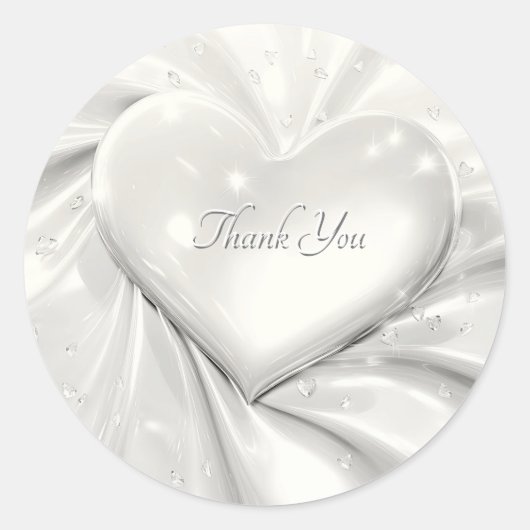 Elegante White Cream Heart Seal Wedding Sticker (Voorkant)