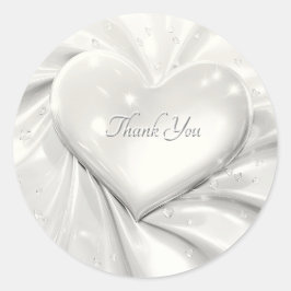 Elegante White Cream Heart Seal Wedding Sticker