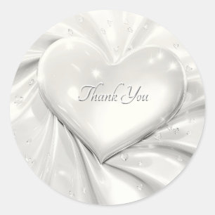 Elegante White Cream Heart Seal Wedding Sticker
