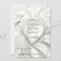 Elegante White Cream Heart Wedding Uitnodiging