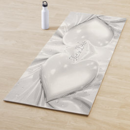 Elegante White Cream Heart Yoga Mat