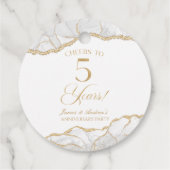 Elegante White Gold Agaat 5e Jubileum Party Bedankjes Labels (Achterkant)
