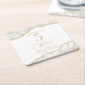 Elegante White Gold Agaat 5e Jubileum Party Kartonnen Onderzetters (Schuin)
