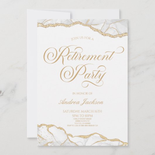 Elegante White Gold Agaat Pensioen Partij Kaart (Voorkant)