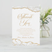 Elegante White Gold Agate Jubileum Party Bedankkaart (Staand voorkant)