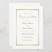 Elegante White Gold Script Engagement Party Kaart (Voorkant / Achterkant)
