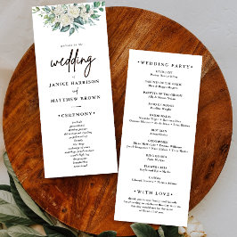 Elegante White Rose Greenery Bloemen Trouwprogramm