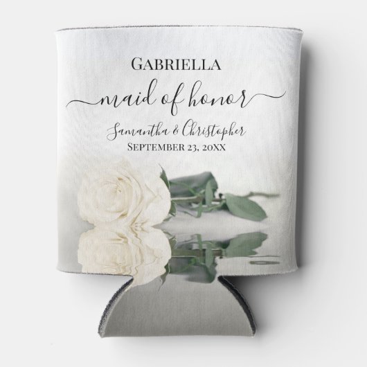 Elegante White Rose Maid of Honor bruiloft Blikjeskoeler (Voorkant)