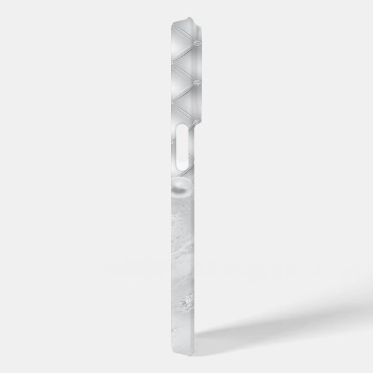 Elegante White Tuft Diamond en Pearl iPhone Case (Achterkant / Rechts)