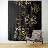 Elegante Widding uitnodiging zwart & gouden magnet Wandkleed (In situ)