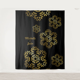 Elegante Widding uitnodiging zwart & gouden magnet Wandkleed