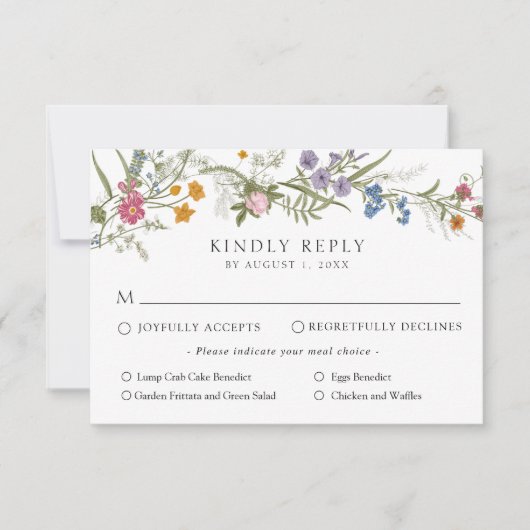 Elegante Widflower Wedding Response Kaart (Voorkant)