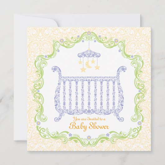 Elegante wieg baby shower uitnodiging (Voorkant)