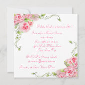 Elegante wieg roze roos baby shower kaart (Achterkant)