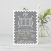 Elegante wieg — Uitnodiging voor babyborrel (Staand voorkant)