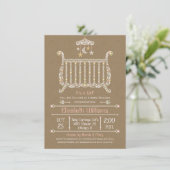 Elegante wieg — uitnodiging voor babyshower voor m (Staand voorkant)