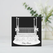 Elegante wieg zwart wit babyshower kaart (Staand voorkant)