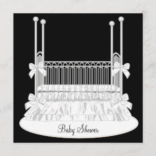 Elegante wieg zwart wit babyshower kaart