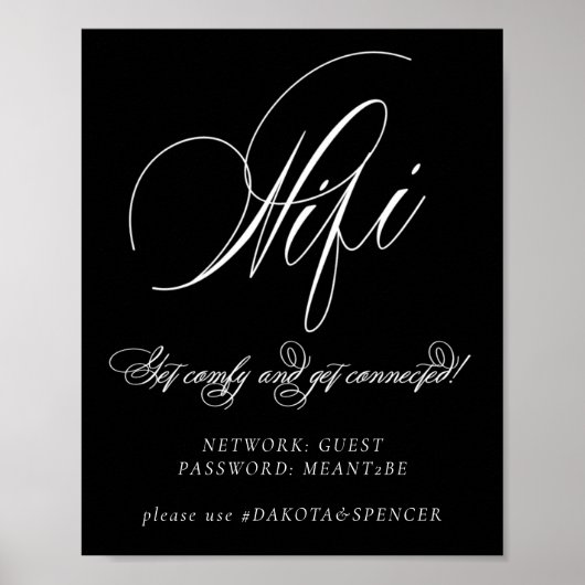 Elegante Wifi en Social Media Witte Kalligrafie Poster (Voorkant)