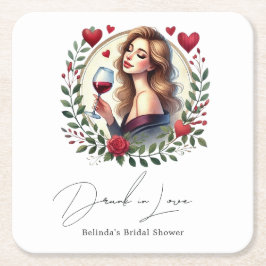 Elegante wijn Drink in liefde Vrijgezellenfeest Kartonnen Onderzetters