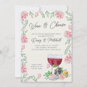 Elegante wijn en kaas bloemenverlovingsfeest kaart (Voorkant)
