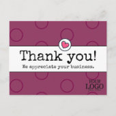 Elegante wijn gekleurd met hart bedrijf dank je we briefkaart (Voorkant)