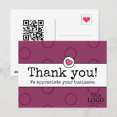 Elegante wijn gekleurd met hart zakelijke dank je briefkaart (Voorkant / Achterkant)