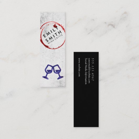 Elegante wijn glas landelijk | Toast | Wijnvlek Mini Visitekaartje (Voorkant / Achterkant)