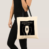 Elegante wijn glas monogram trouwtassen tote bag (Voorkant (product))