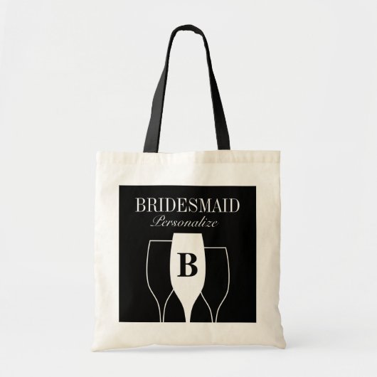 Elegante wijn glas monogram trouwtassen tote bag (Voorkant)