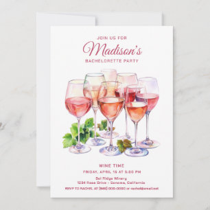 Elegante wijn glas vrijgezellenfeest kaart
