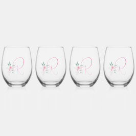 Elegante wijn glazen zonder steel met monogram