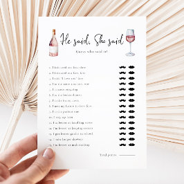 Elegante wijn Hij zei Zij zei Bruiloftsspel