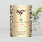 Elegante wijn Pinecones Bells Poinsettia Kerstmis Kaart (Staand voorkant)