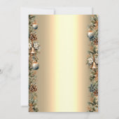 Elegante wijn Pinecones Bells Poinsettia Kerstmis Kaart (Achterkant)