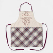 Elegante Wijn Rode Beige Tartan Plaid Nana's Keuke Schort (Voorkant)