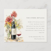 Elegante Wijn Rood Geel Bloemen Bruiloft Details Informatiekaartje (Voorkant)
