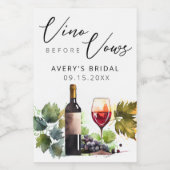 Elegante Wijn Voor Trouwbeloften Waterverf Bruidsd Wijn Etiket (Enkel label)