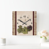 elegante wijnbril met wijnstok vierkante klok (Huis)