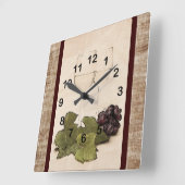 elegante wijnbril met wijnstok vierkante klok (Hoek)