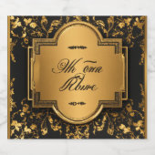 "Elegante wijnfles groen & goudkleurige olifant" Sparkling Wijnetiket (Enkel label)