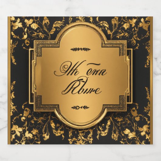 "Elegante wijnfles groen & goudkleurige olifant" Sparkling Wijnetiket (Enkel label)